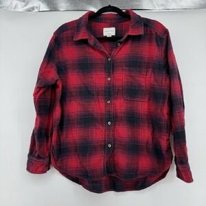 American Eagle‎ Boyfriend Y2K Fit Red Black Checkered Flannel Women's Small